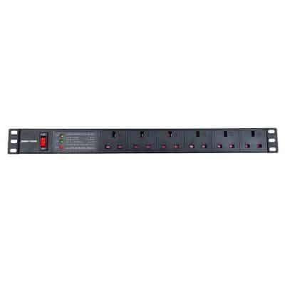 6 Way UK Rack Mount PDU - Black | Quzo UK