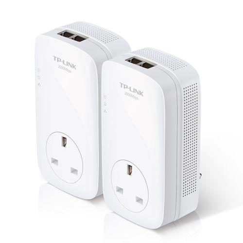 TP-Link AV2000 2-Port Gigabit Passthrough Powerline Starter Kit 1000 Mbit/s IEEE 1901 IEEE 802.3 IEEE 802.3ab IEEE 802.3u Gigabit Ethernet 101001000 Mbit/s HomePlug AV2 OFDM