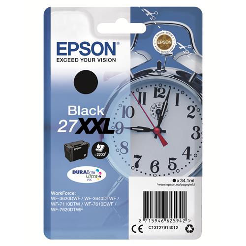 Epson Alarm clock Singlepack Black 27XXL DURABrite Ultra Ink