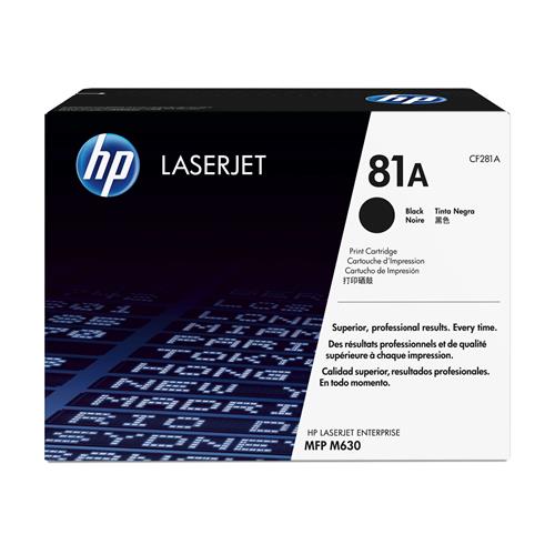 HP 81A Black Original LaserJet Toner Cartridge. Black toner page yield: 10500 pages Printing colours: Black Quantity per pack: 1 pc(s)