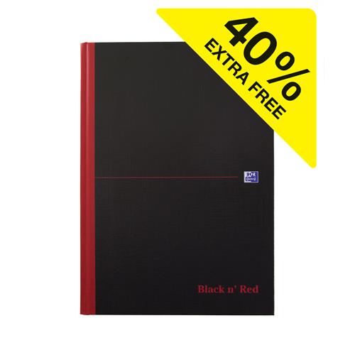 Photos - Notebook Black N Red A4 Casebound Hard Cover  Ruled 192 Pages Black/Red  - 100080446 100080446(Pack 5)