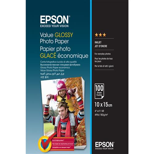 Epson Value Glossy Photo Paper - 10x15cm - 100 sheets Gloss 183 g/m 10x15 cm Office printing Calendar Photo collage Photo gifts Photo Cards and gift wraps Seasonal... 100 sheets - Expression Premium XP-900 - Expression Premium XP-830 - E