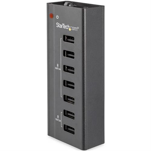 StarTech.com 7-Port USB Charging Station with 5x 1A Ports and 2x 2A Ports Indoor DC 12 V Black