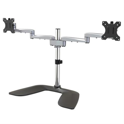 StarTech.com Dual Monitor Stand - Ergonomic Desktop Monitor Stand for up to 32" (17.6lb/8kg) VESA Displays - Free-Standing Articulating Universal Computer Monitor Mount - Adjustable Height - Silver Freestanding 16 kg 81.3 cm (32") 100 x 100 mm H