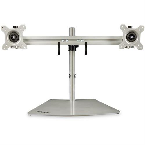 StarTech.com Dual Monitor Stand - Ergonomic Free Standing Dual Monitor Desktop Stand for two 24" (17.6lb/8kg) VESA Mount Displays - Synchronized Height Adjustable - Double Monitor Pole Mount - Silver Freestanding 8 kg 61 cm (24") 100 x 100 mm He