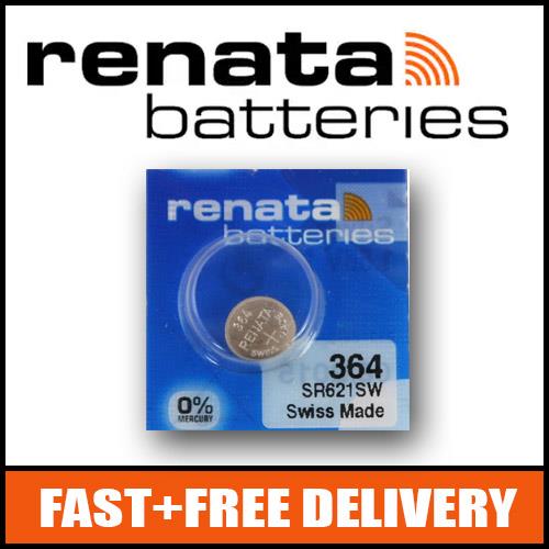 1 x Renata 364 Watch Battery 1.55v SR621SW - Official Renata Watch Batteries