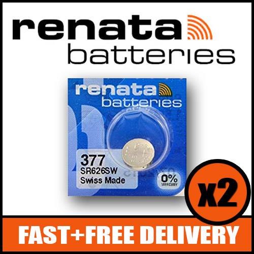 Bundle of 2 x Renata 377 Watch Battery 1.55v SR626SW + Quzo Belgian Chocolate - Official Renata Watch Batteries