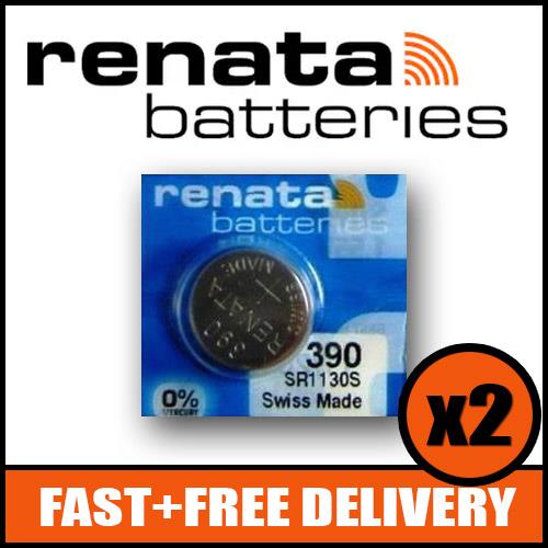 Bundle of 2 x Renata 390 Watch Battery 1.55v SR1130S + Quzo Belgian Chocolate - Official Renata Watch Batteries