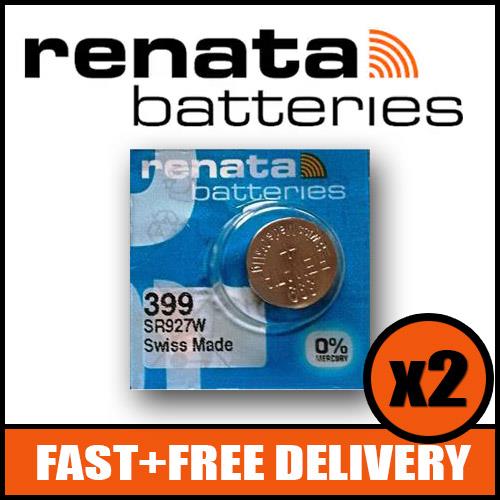 Bundle of 2 x Renata 399 Watch Battery 1.55v SR927W + Quzo Belgian Chocolate - Official Renata Watch Batteries