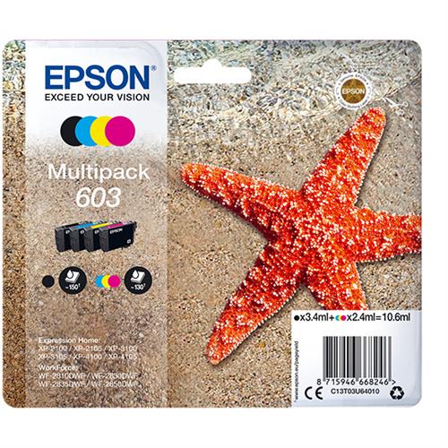 Epson Multipack 4-colours 603 Ink Standard Yield Black Cyan Magenta Yellow 3.4 ml 2.4 ml 1 pc(s) 150 pages