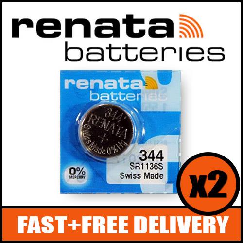 Bundle of 2 x Renata 344 Watch Battery 1.55v SR1136S + Quzo Belgian Chocolate - Official Renata Watch Batteries