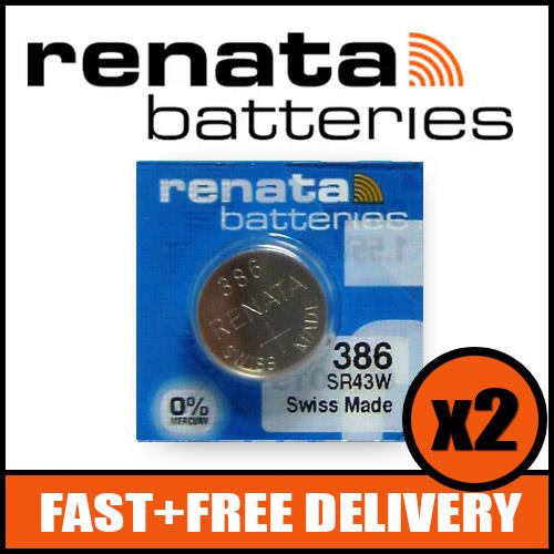 Bundle of 2 x Renata 386 Watch Battery 1.55v SR43W + Quzo Belgian Chocolate - Official Renata Watch Batteries