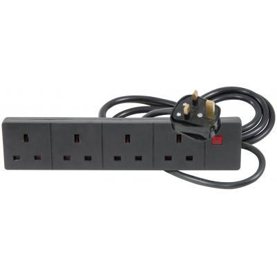 10M Black 4 Way Surge Protected Power Extension Block