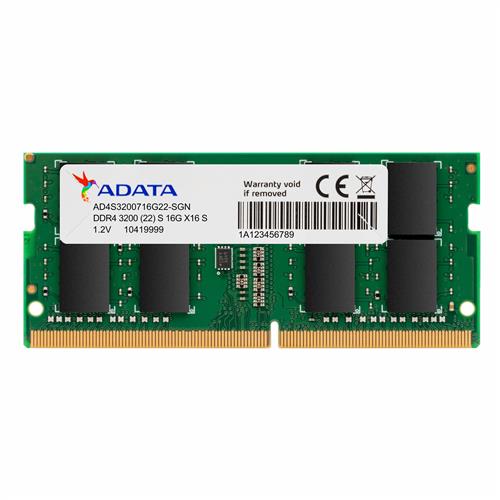 ADATA Premier . Component for: Laptop Internal memory: 8 GB Memory layout (modules x size): 1 x 8 GB Internal memory type: DDR4 Memory clock speed: 3200 MHz Memory form factor: 260-pin SO-DIMM