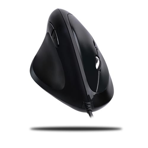 Adesso iMouse E7 - Left-Handed Vertical Ergonomic Programmable Gaming Mouse with adjustable weight Left-hand Vertical design Optical USB Type-A 6400 DPI Black