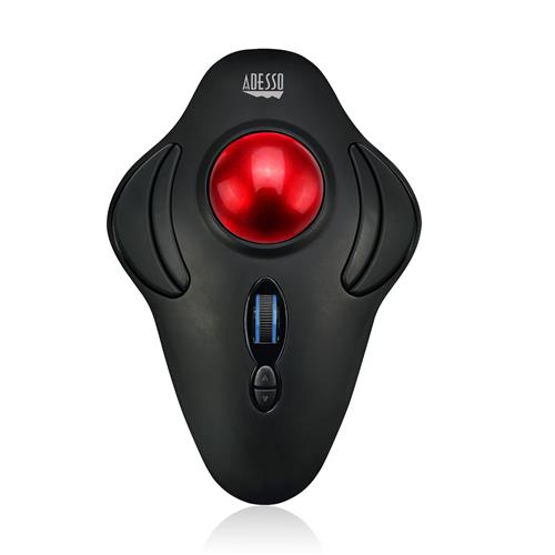 Adesso iMouse T40 - Wireless Programmable Ergonomic Trackball Mouse Ambidextrous Trackball RF Wireless 4800 DPI Black Red