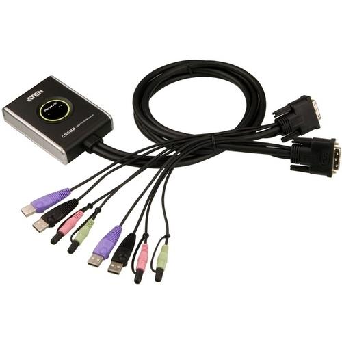 Photos - Keyboard ATEN 2-Port USB DVI/Audio Cable KVM Switch with Remote Port Selector CS682 