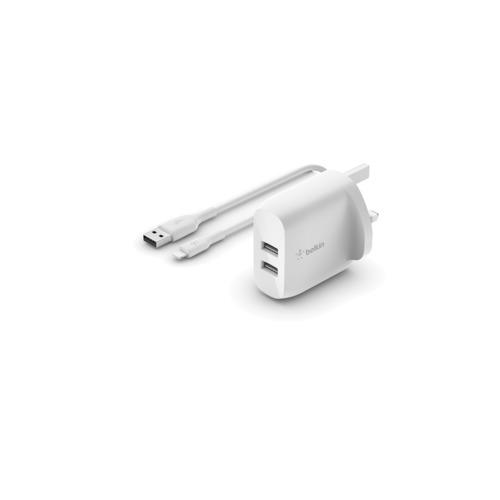 Belkin WCD001MY1MWH. Charger type: Indoor Power source type: AC Charger compatibility: Universal USB 2.0 ports quantity: 2. Cable length: 1 m Product colour: White