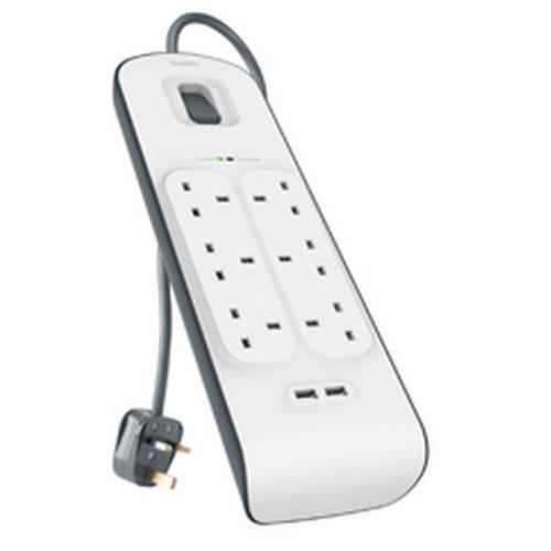 Belkin BSV604AF2M. Surge energy rating: 650 J AC outlets quantity: 6 AC outlet(s) AC outlet types: Type G (BS 1363). Power plug: BS1363A. Product colour: White. Cable length: 2 m