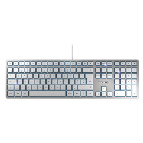 CHERRY KC 6000 SLIM Corded Keyboard Silver/White USB (QWERTY - UK)