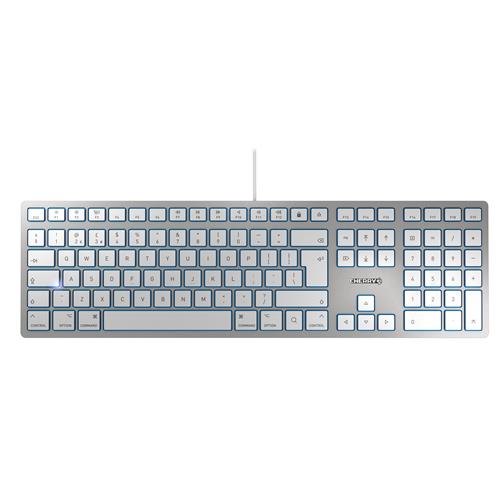 CHERRY KC 6000 SLIM FOR MAC Corded Keyboard Silver/White USB (QWERTY - UK) Full-size (100%) Wired USB QWERTY Silver