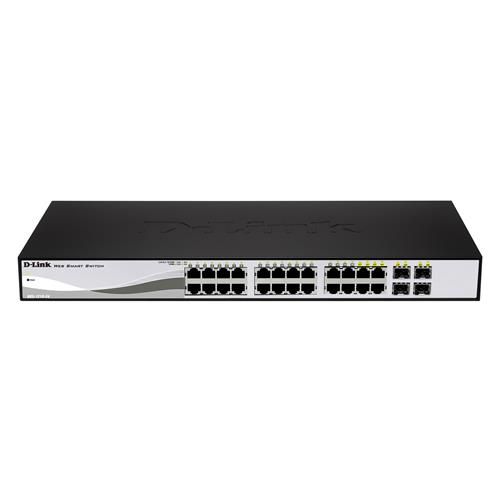 D-Link 24-Port Gigabit PoE Smart Managed Switch with 4 x Combo 1000BaseT/Mini-GBIC SFP ports