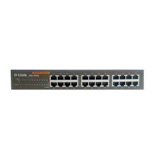 D-Link 24-Port Gigabit Unmanaged Desktop Switch. Switch type: Unmanaged. Basic switching RJ-45 Ethernet ports type: Gigabit Ethernet (10/100/1000) Basic switching RJ-45 Ethernet ports quantity: 24. MAC address table: 8000 entries. Rack mounting