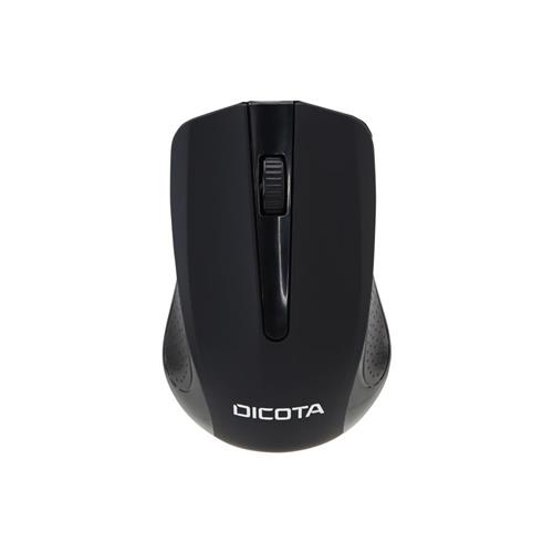 Dicota D31659. Form factor: Ambidextrous. Device interface: RF Wireless Movement resolution: 1000 DPI Buttons type: Pressed buttons Scroll type: Wheel. Power source: Batteries. Product colour: Black