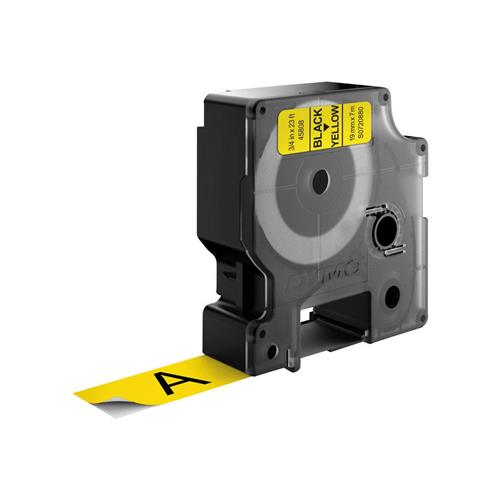 DYMO Authentic D1 Labels | Black Print on Yellow Tape | 19 mm x 7 m | Self-Adhesive Labels for LabelManager Label Makers | Made in Europe