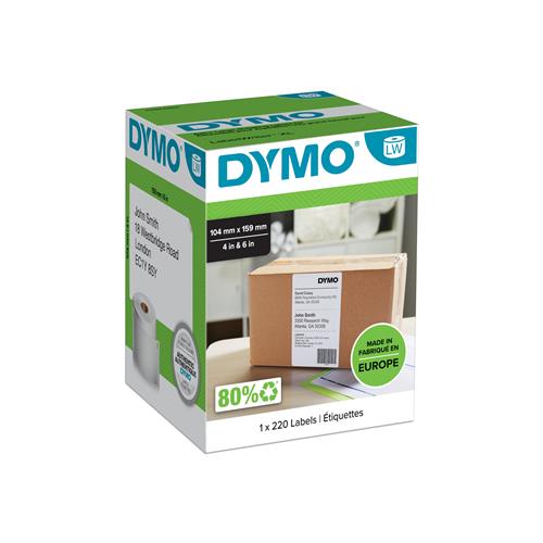 DYMO Authentic LabelWriter Extra Large Shipping Labels | 104 mm x 159 mm | Self Adhesive | Roll of 220 Easy-Peel Labels | for LabelWriter 4XL/5XL Label Makers