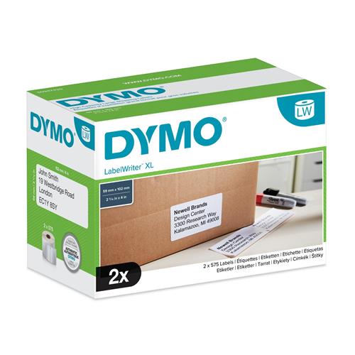 DYMO Authentic LabelWriter High-Capacity Shipping Labels | (59 mm x 102 mm) | 2 Rolls of 575 Easy-Peel Labels (1150 Mailing Labels) | Self-Adhesive | for LabelWriter 4XL/5XL Label Makers