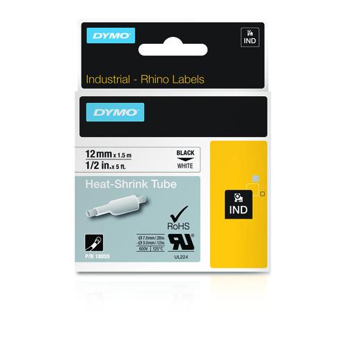 DYMO IND Heat-Shrink Tube Labels - 12mm x15m