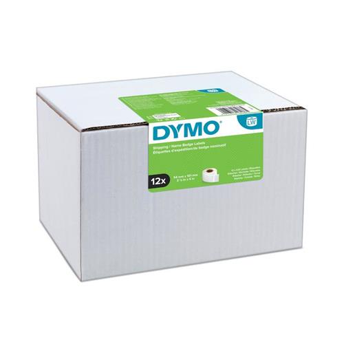 DYMO Authentic LabelWriter Large Shipping Labels/Name Badges | 54mm x 101mm | 12 Rolls of 220 (2640 Easy-Peel Labels) | Self-Adhesive | for LabelWriter Label Makers