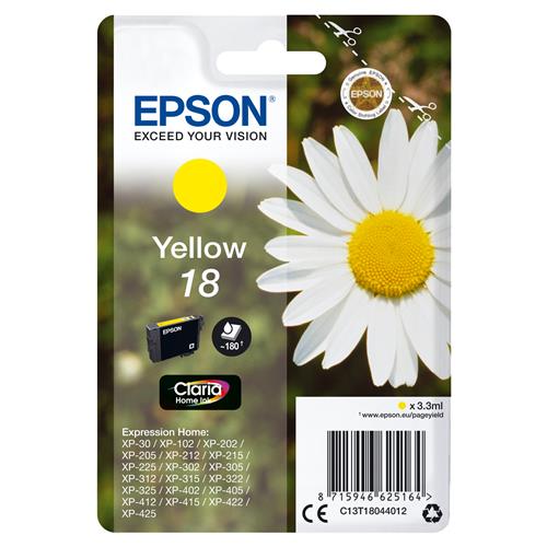 Epson Daisy 18 Claria Home Single Yellow Ink Standard Yield Yellow Pigment-based ink 3.3 ml 1 pc(s) Single pack