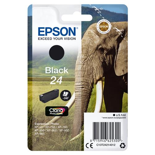 Epson Elephant 24 Claria Photo HD Single Black Ink