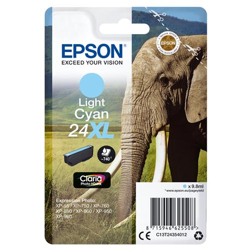 Epson Elephant 24XL Claria Photo HD Single Light Cyan Ink