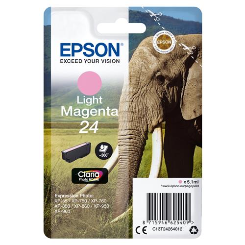 Epson Elephant 24 Claria Photo HD Single Light Magenta Ink