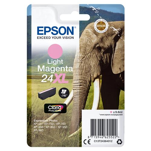 Epson Elephant 24XL Claria Photo HD Single Light Magenta Ink