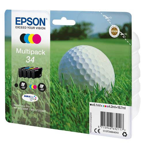 Epson Golf ball 34 DURABrite Ultra Multipack 4-colours Ink Standard Yield Black Cyan Magenta Yellow Pigment-based ink 6.1 ml 4.2 ml 1 pc(s)