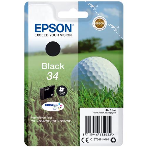 Epson Golf ball 34 DURABrite Ultra Single Black Ink Standard Yield Black Pigment-based ink 6.1 ml 1 pc(s) 350 pages