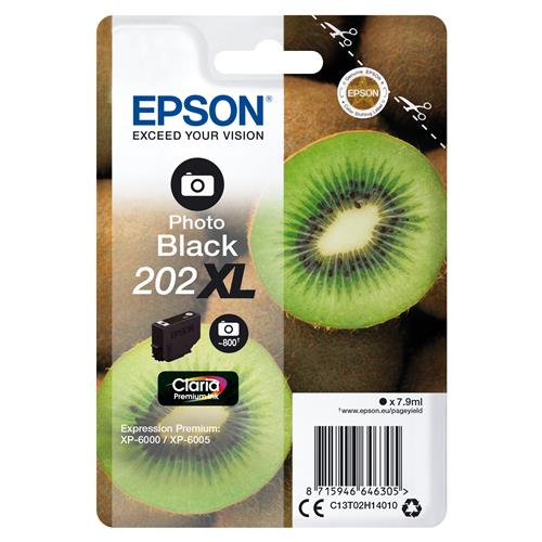 Epson Kiwi Singlepack Photo Black 202XL Claria Premium Ink High (L) Yield Black Dye-based ink 7.9 ml 1 pc(s) 800 pages