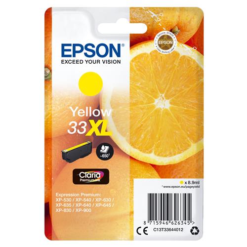 Epson Oranges 33XL Claria Premium Single Yellow Ink