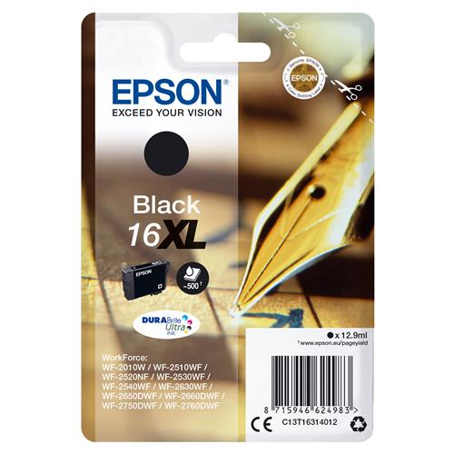 Epson Pen and crossword Singlepack Black 16XL DURABrite Ultra Ink High (L) Yield Black Pigment-based ink 12.9 ml 1 pc(s) 500 pages