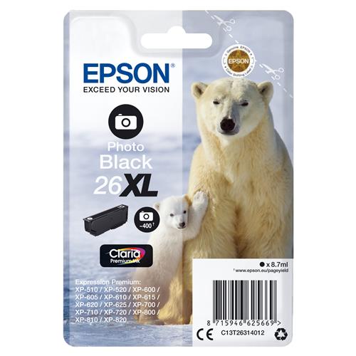 Epson Polar bear 26XL Claria Premium Single Photo Black Ink