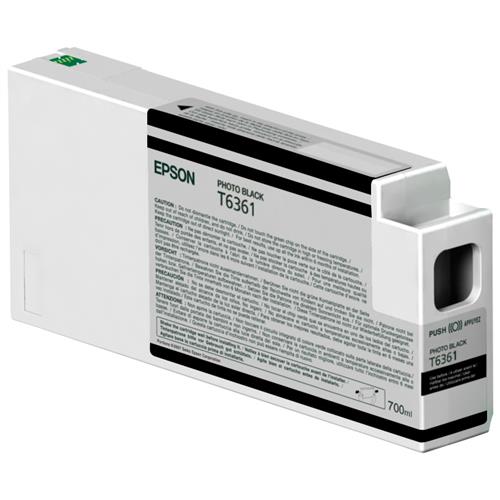 Epson Singlepack Photo Black T636100 UltraChrome HDR 700 ml. Colour ink type: Dye-based ink Black ink volume: 700 ml Printing colours: Photo black Quantity per pack: 1 pc(s)