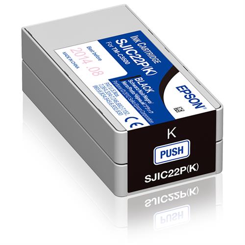Epson SJIC22P(K): Ink cartridge for ColorWorks C3500 (Black). Black ink type: Pigment-based ink Printing colours: Black Quantity per pack: 1 pc(s)