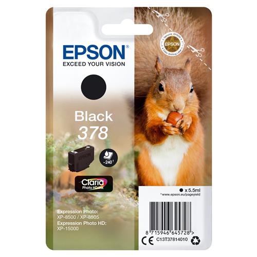 Epson Squirrel 378 Claria Photo HD Single Black Ink