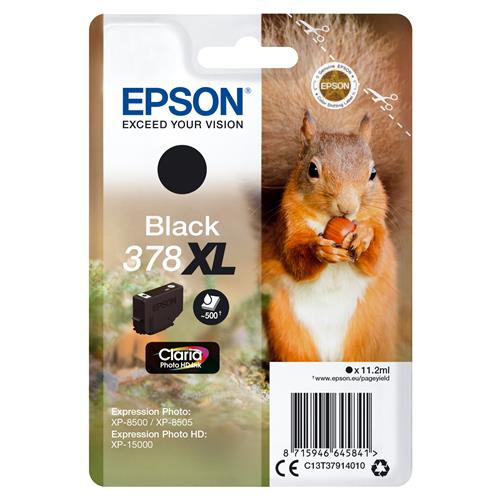 Epson Squirrel 378XL Claria Photo HD Single Black Ink High (L) Yield Black Pigment-based ink 11.2 ml 1 pc(s) 500 pages