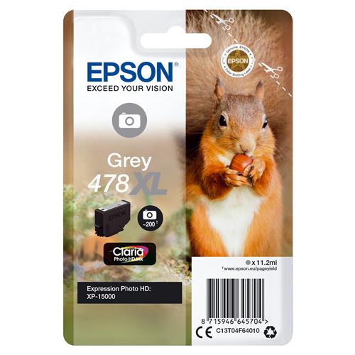 Epson Squirrel 478XL Claria Photo HD Single Grey Ink