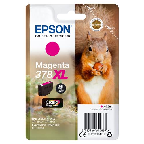Epson Squirrel 378XL Claria Photo HD Single Magenta Ink High (L) Yield Magenta Pigment-based ink 9.3 ml 1 pc(s) Single pack